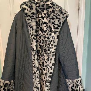 dennis basso winter jacket with faux fur lining, size 1X